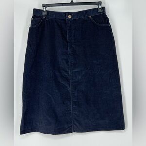 L. L. BEAN NWOT A-LINE NAVY‎ CORDUROY SKIRT 5 POCKETS BUTTON FLY VINTAGE STYLING